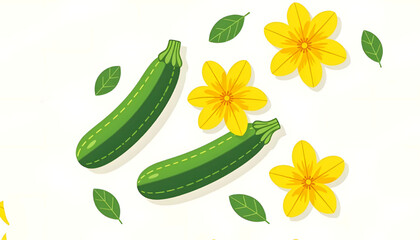 for kids clothes, decoration and wallpaper, courgette  or  zucchini   with flower