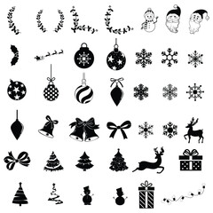 Christmas Black Elements vectors set