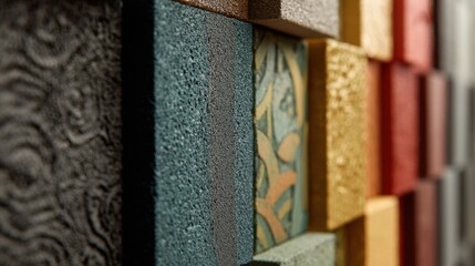 Medium shot focusing on textured powder coating on architectural elements revealing unique tactile finishes with varied patterns and subtle color gradients.