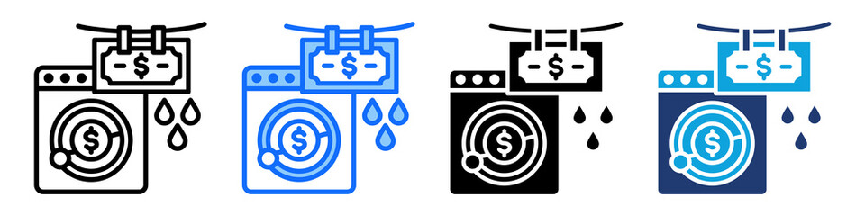 Obraz premium Money Laundering Icon Set Multi Style Vector Illustration