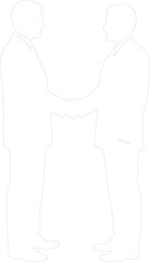 Two Businessmen Handshake Outline Drawing Minimalist Vector Illustration of Agreement and Partnership