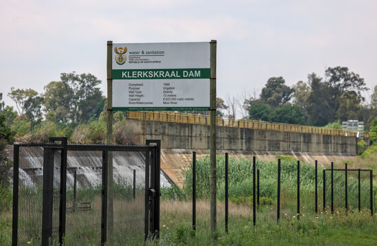 Ventersdorp, North West Province, South Africa - November 20 2025: Klerkskraal Dam, located on Mooi River, North West, South Africa. Used for agricultural irrigation, fishing. Flooding, drought prone