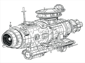 Futuristic Spacecraft Coloring Page for Kids
