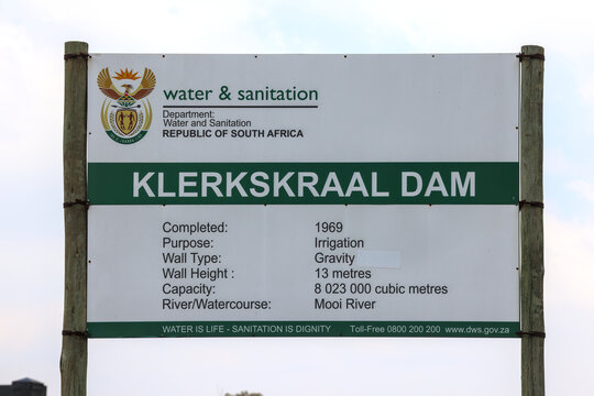 Ventersdorp, North West Province, South Africa - November 20 2025: Klerkskraal Dam, located on Mooi River, North West, South Africa. Used for agricultural irrigation, fishing. Flooding, drought prone