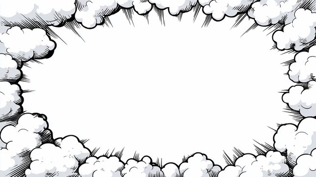 Comic-style cloud frame with a central white void, perfect for text