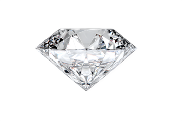 A large diamond gemstone with many facets on a transparent background