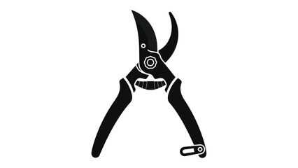 Minimalist black gardening pruner tool icon symbol isolated on white background