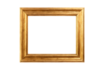 A gold picture frame on a transparent background, empty and ready for a photo