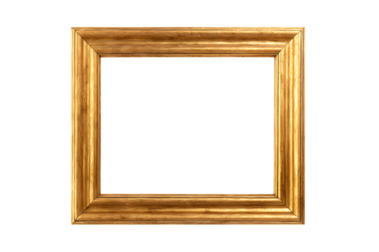A gold picture frame on a transparent background, empty and ready for a photo - Powered by Adobe
