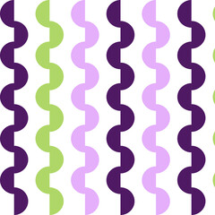 Purple, Lavender, and Green Wavy Geometric Seamless Pattern with Vertical Abstract Shapes