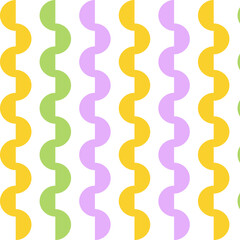 Yellow, Green, and Lavender Wavy Geometric Seamless Pattern with Vertical Abstract Shapes