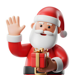 Santa Claus Waving Holding Gift