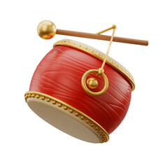 Red Drum with Golden Accents and Mallet