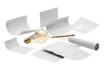 Brainstorming ideas with a lightbulb and paper