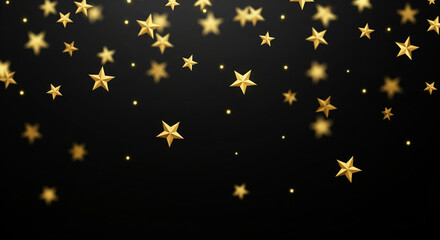 A festive border of golden stars on a black background, perfect for awards night headers, luxury events, and celebration plans