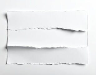 Torn white paper sheet with rough edges and shadows