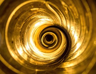 Golden spiral tunnel, metallic with radial grooves