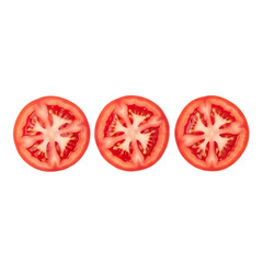 Freshly sliced tomatoes on black background for culinary use