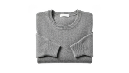 Folded gray sweater on transparent background