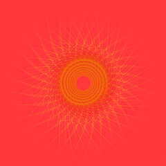 Abstract Golden Geometric Mandala on Red Background