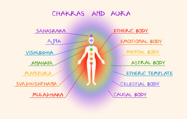 Human Chakra and Aura Layers Infographic