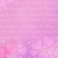 Pink Watercolor Love Script and Hearts Background
