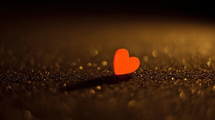 Fototapeta premium adoration. A red heart symbol stands out against a textured black background with a warm glow. wellbeing guides, coaching materials, designed for coaching and self-improvement content.