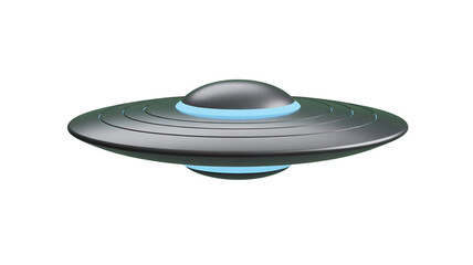 Unidentified Flying Object or UFO Spacecraft with Glowing Blue Lights, Sci-Fi Concept Isolated on a transparent background 