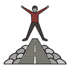 Person on top of road