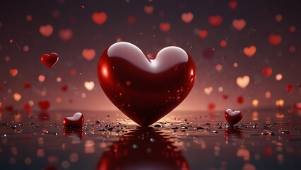 A collection of vibrant red hearts scattered across a deep black background creates a striking and romantic composition