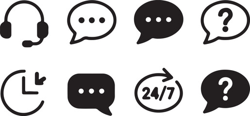 black and white icons set