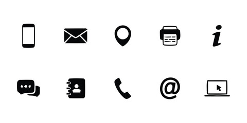 Hand Drawn Contact and Communication Icons Set. Minimal Contact Icons for Web and UI Design