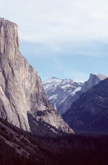 mountain landscape with clouds Yosemite Valley

