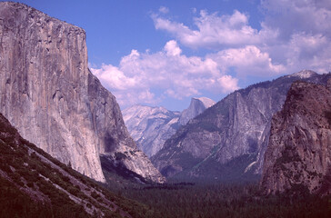 mountain landscape with clouds Yosemite Valley