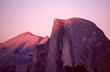 sunrise over the mountains half dome