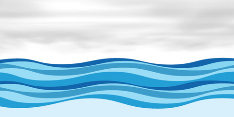 Sea waves layered vector background illustration and sea beach vector illustration.