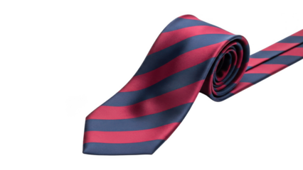 Red and blue striped necktie isolated on transparent background
