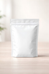 Blank Stand-Up Pouch Packaging Mockup on Minimal Neutral Background