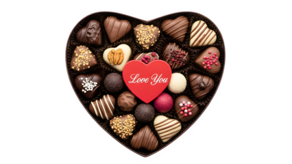 Assorted chocolates in a heart shaped box for valentine s day