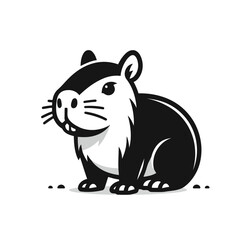 Fototapeta premium Black and white guinea pig vector illustration on white background