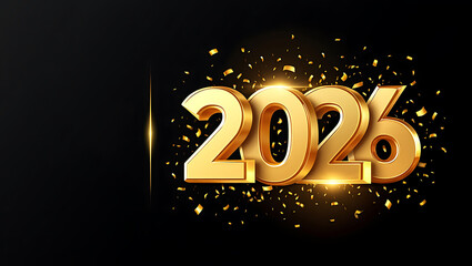 2026 Luxury Background with Bold Golden 3D Numbers, Elegant Typography
