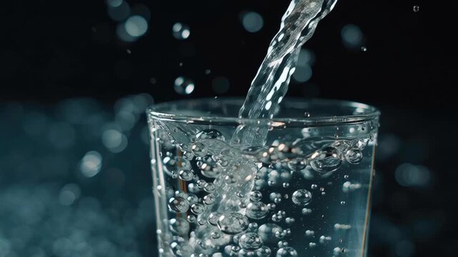 Sparkling water glass pour bubbles clear hydration refreshment preventive health program clinical clean healthy daily wellness clear liquid sparkling