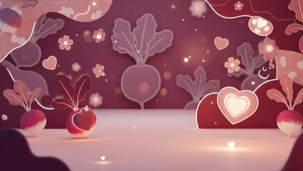 Whimsical radish garden in twilight