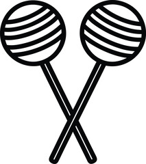 Black and White Line Art of Crossed Maracas