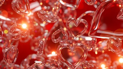 Floating hearts in warm glow