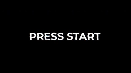 Press start glitch retro gaming video game screen suitable for video game intros, retro themed content, arcade simulations, or digital projects needing a vintage start prompt.