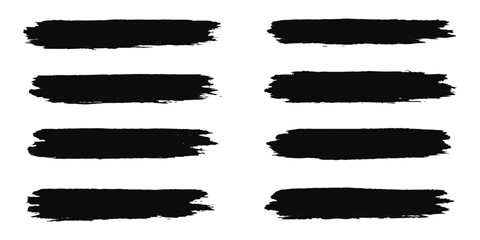 Grungy paint brush strokes and artistic ink splatters with smears and stains. Ink paint splashes with drips, blot drops, dry brush marks, rough round frames. Vector illustration