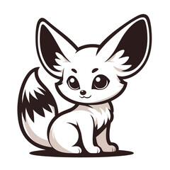 Obraz premium Cartoon fennec fox with large ears on white background vector