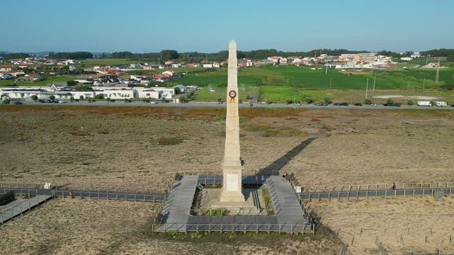 Obelisk commemorating the landing of liberal troops at Praia da Memoria in Matosinhos, Portugal