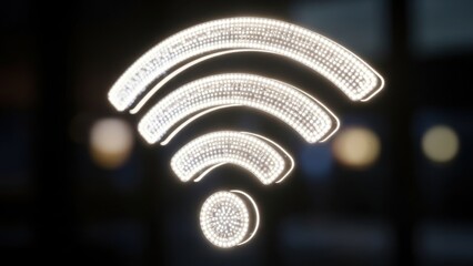 Glowing WiFi Symbol on Dark Background - Connectivity Concept.
